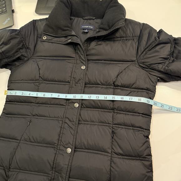 Lands End Women’s Size Small 6-8 Down Puffer Jacket Black Short Coat - Picture 7 of 13